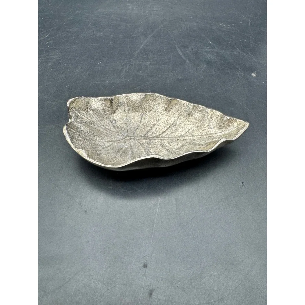 Tarro Aluminum Leaf Shaped Trinket Dish Tray Mid Century Modern 6